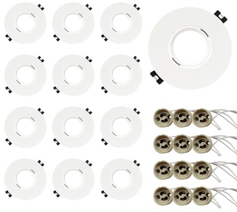 GY Marco Foco Empotrable GU10 de Plástico, Ángulo Basculación 30°, Apertura Ø75 x 100 mm, Aro Soporte con Portalamparas GU10 para MR16 LED, Ojos de Buey LED Downlight para Falso Techo, 12 Pieza