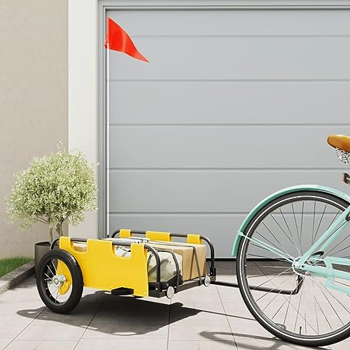 Willood Fahrradanhänger Lastenanhänger Fahrrad Transportanhänger Anhänger Gelb Oxford-Gewebe und Eisen 122 x 53 x 33 cm