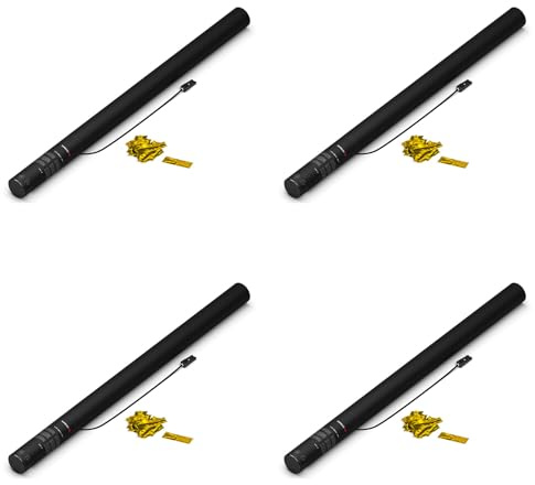 ZENDA CLUB® - Juego de 4 cañones de confeti eléctricos de oro de 80 cm, compatible con máquina de confetis, alcance 14 m, ideal para fiestas y eventos