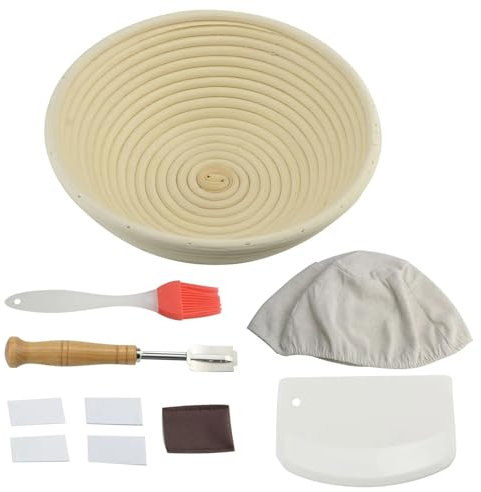 Cesto Per Il Pane Set di cestini for la lievitazione del pane Kit di ciotole in rattan for pasta madre con raschietto for pasta Pennello for rivestimento in stoffa for pane zoppo Per Impasto Di Pane