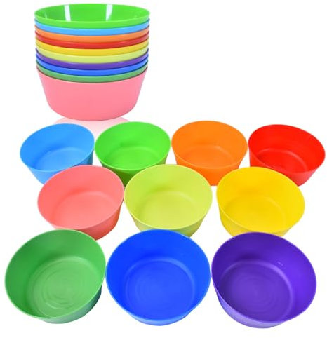 Hbbgdiy 20Pcs 4.65x1.79 Inch Unbreakable Plastic Cereal Bowls, Lightweight Reusable Multi-Purpose Bowls for Rice Soup Salad Snacks Kitchen Use