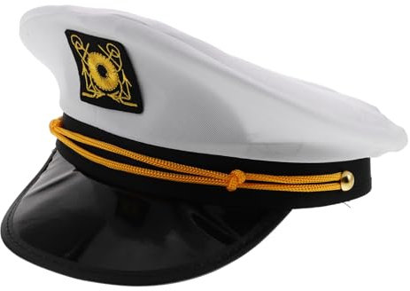 Warmhm Marinemütze Weiß Flattop Matrosenhut Kapitänshut Party Kostüm Zubehör Carnaval Cosplay Hut Herren Yachtkostüm Hut Für Anlass Accessoire