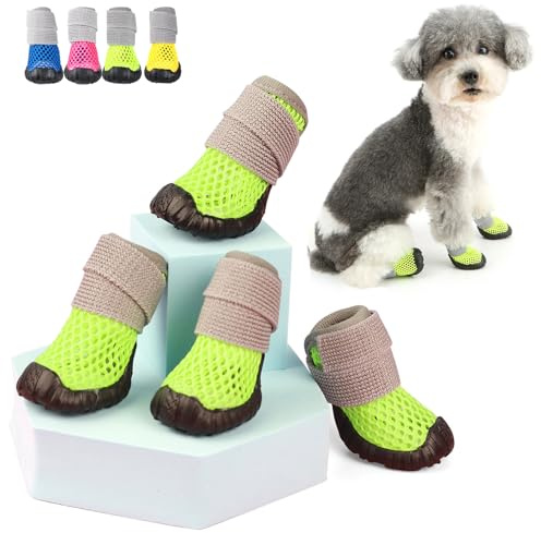 Zunea Hundeschuhe für kleine Hunde, atmungsaktives Netzgewebe, Sommer-Welpenstiefel für heißen Bürgersteig, rutschfeste verstellbare Pfotenschutz, heißes Wetter, Haustier-Chihuahua-Stiefel