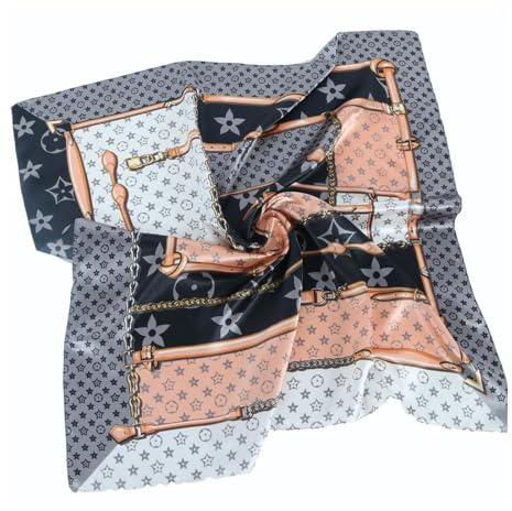 Kopftuch für Frauen, 90x90cm Große Quadratische Schals für Damen Seide Kopftuch Bandanas Haartuch Halstuch Haarschmuck, Muster Vintage-Schal für Büroarbeit oder lässigen Bund
