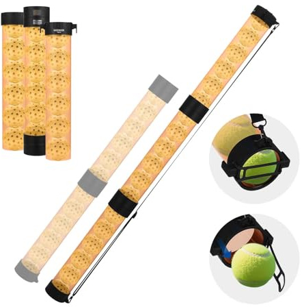 NEEWER - Recuperador de Bolas para 18 Pelotas de Tenis y 15 pickleballs, Recogida de 3 Secciones extraíble y Anti-Plegable, colector Superior con Tope y Correa de Mano, Color Naranja, TB02Z