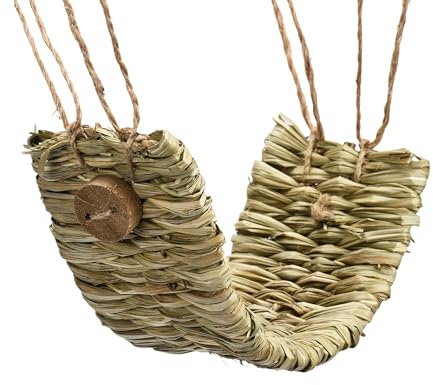 yanwuwa Vogelschaukel aus natürlichem Gras, multifunktional, für Papageien, Kanarien, Wellensittiche, Gras, Papageien, Sitzstange