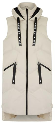Saint & Sinner Women's Hooded Longline Quilted Padded Puffer Gilet