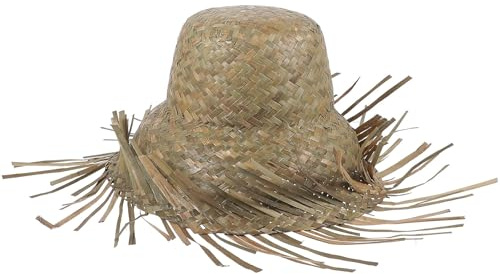 FUNOMOCYA Sombrero de Paja Tejido Estilo Hawaiano para Fiesta Mexicana, Talla 55-60 Cm, Color Caqui, Sombrero Tropical para Sol Transpirable, Accesorio Playero para Verano y Vacaciones