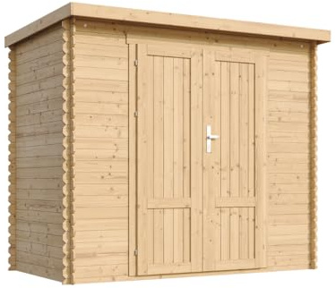 TIMBELA M310F1+M310G Caseta De Jardín De Madera 2,63 m², Cobertizo Exterior para Herramientas Y Bicicletas, Paredes De 19 mm, Suelo Incluido, Puertas De Panel De Madera Maciza