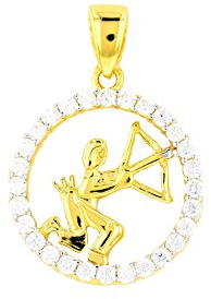 Goldanhänger Schütze Sternzeichen 585 Gold Gelbgold in 14 Karat mit Zirkonia Schmuck 2834
