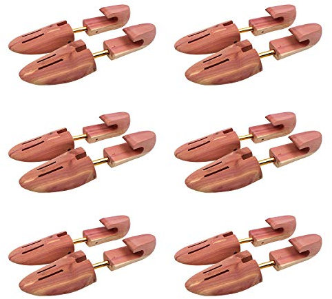 CEDAR SHOE TREE WITH SINGLE TUBE - 6PKS, 6 Pairs, Full Toe, Medium(Fits Shoe Sizes 9-10)
