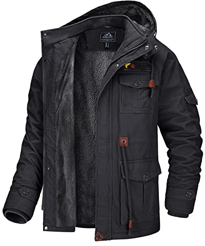MAGCOMSEN Herren Winterjacke Freizeit Jacken Baumwolle Militär für Männer Cargo Bomber Jacke Jagd Angeln mit Abnehmbare Kapuze