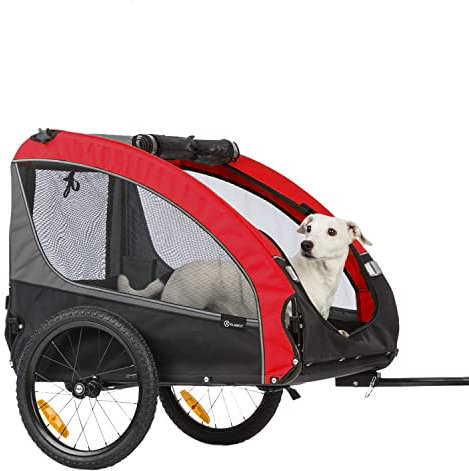Klarfit Remorque Velo, Chariot Transport Pliable, avec Laisse de Sécurité, Chariot pour Chien Petite/Moyenne Taille, Toile Oxford pour Vélos, 282L, 40kg