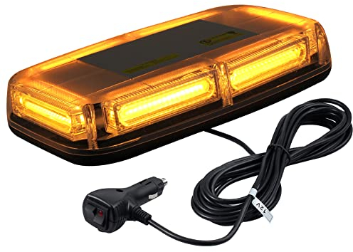 COLFULINE Warnleuchte, 60W Rundumleuchte, 12/24V Bernsteinfarbenes Warnleuchte, 6 Cob Led Warnlicht Blitzleuchte Strobe Beacon Light IP67 Wasserdicht, mit 5M Kabel und Super Magnetfuß