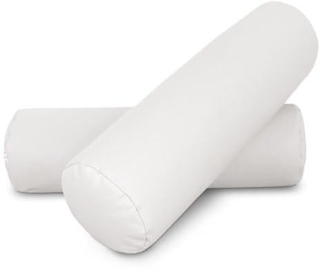 Happers Nackenrolle 2er-Pack 50x15cm aus Kunstleder Weiß. Nackenkissen zur Linderung von Haltungsschmerzen oder zum Schlafen