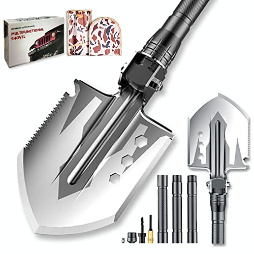 YANTOO Pala militare da campeggio ed escursionismo, kit di vanga portatile staccabile pieghevole, multifunzionale per esterno, spiaggia, pesca, giardinaggio, emergenza auto