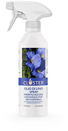 CLOSTER Aceite de Lino en Spray Listo para Usar - Remedio y Defensa Natural contra Cochinilla, Pulgones y Ácaros - Ahuyenta Insectos para Huerto, Jardín, Flores y Plantas Aromáticas (Spray 500 ML)