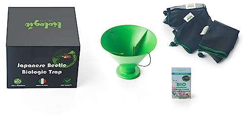 BIOLOGIC TRAP |1 Piège Popillia Japonica Scarabée Japonais Basic, 1 Recharge de Super Bio Phéromone et 3 Sacs de Collecte.