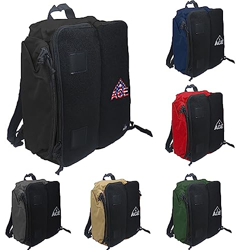 Black Cornhole Backpack with ACE Patch | Holds Up to Six Cornhole Bag Sets (Up to 24 Bags) | Includes 2 Side Pockets, 2 Phone Holders, 2 Straps, Headphone Passthrough Ports