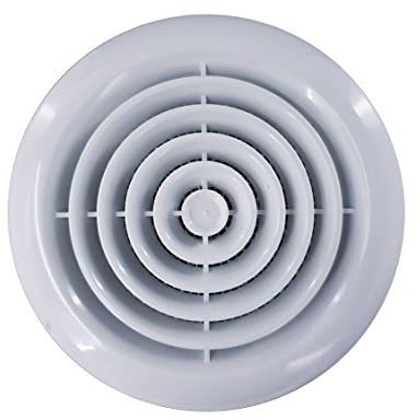 Blauberg UK 4 inch 100 mm White Circular Ceiling Mounted Air Vent Grille Cover Round Ventilation Extract and Supply Valve Diffuser Fly Net Easy Installation UV Resistant Plastic