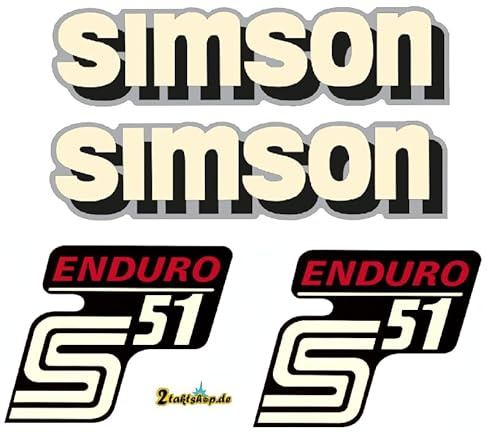 4 teiliger Simson S51 Enduro Aufkleberset Retro DDR Style