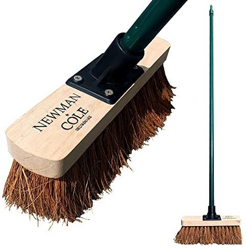 Newman & Cole Soft Broom Indoor and Outdoor, 10 House Broom with Natural Soft Coco Bristles Sweeping Brush and 120cm Screw Fit Solid Metal Handle
