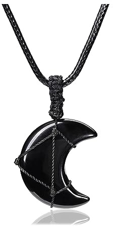 CrystalTears Crystal Moon Necklace for Women Natural Healing Crystal Gemstone Pendant Necklace Adjustable Quartz Crystals Stone Necklaces Jewellery Gift for Women Christmas Birthday