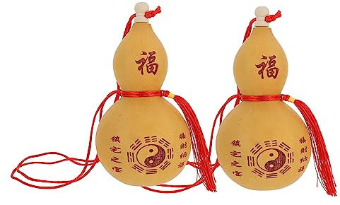 Warmhm 2pcs Natural Gourd Decorative Ornaments Feng Shui Craft Pendant for Decor Traditional Symbols for Meaningful