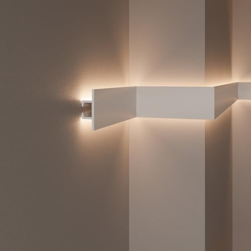 Create Luxury Grand Decor KH907 - Modularer Rahmen für LED-Streifen an Decke und Wand – Länge 2 m – HDPS (Lackierbares Duroplast) – indirekte Beleuchtung