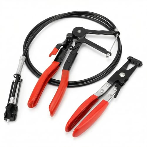 QWORK® 2 Stücke Schlauchklemmenzange, KFZ Federbandschellenzange, Flexible Hals Federbandschellenzange 650 mm