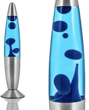 Lavalampe in Form einer Rakete – Magma-Lampe – Lampe mit dekorativem Wachs zum Aufstellen – 2 Leuchtmittel R39 im Lieferumfang enthalten – robustes Glas und Aluminium – Schalter – 25 Watt – 34 cm –