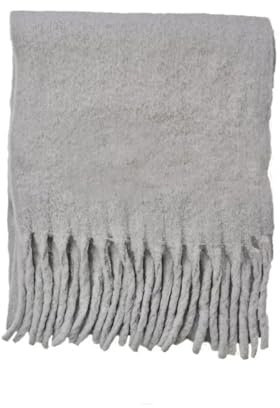 Solider dicker Kaschmir-Schal für Damen, große Wolldecke, Winter, warmer Schal, Wickeltuch für Damen mit Quaste, Hellgrau 9, One size