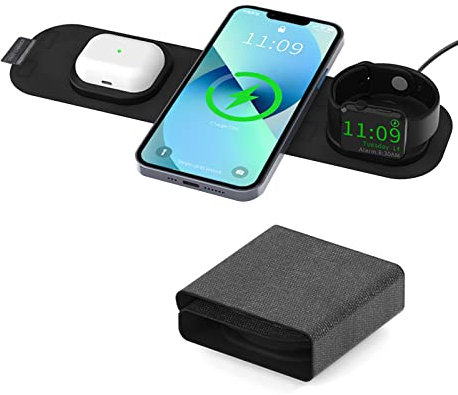 Kngiybo Fast Wire-free Charger, Portable Foldable Wire-free Charger, 3-in-1 Multifunctional Charging Stand, Travel Storage Charger，for QI Mobile Phone Earphones Watch, Gift