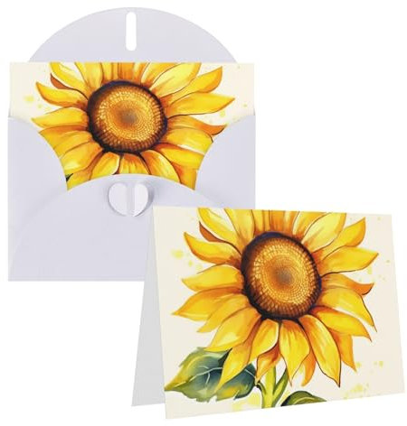 VTCTOASY Grußkarte mit Umschlägen, blanko, Grußkarten für alle Anlässe, Aquarell-, Sonnenblumen-, Blanko-Notizkarte, Jahrestagskarten, innen blanko, Hochzeitskarten für Brautpartys, Hochzeiten