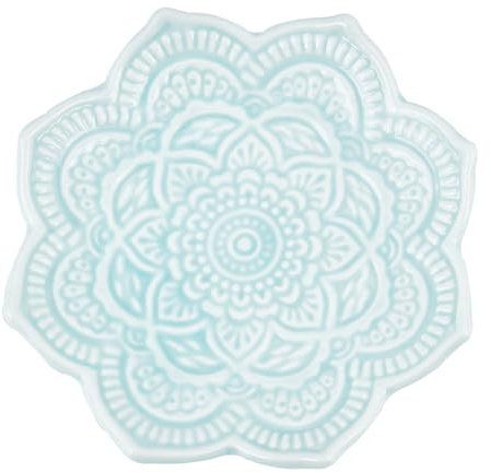 SUNNYCLUE Schmuckschale Keramik Schmuckschale Mandala Blumenform Porzellan Schmuckteller Ringhalterschale Keramik Schmuckschale Schmuckschale Für Ringe Ohrringe Halskette Armband Uhr Schlüssel