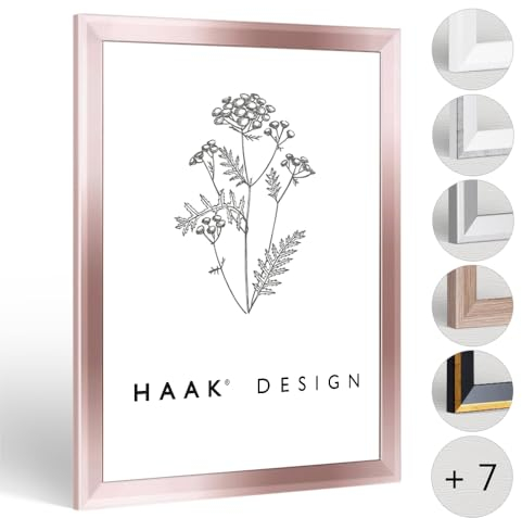 Haak Bilderrahmen schmal RICO Glanz Edition 15 X 21 cm (DIN A5) Rosegold Rahmen für Puzzle Poster Bilder Elegant