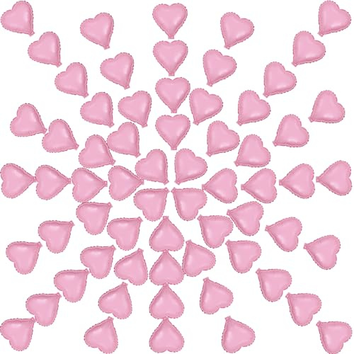 100 Stück 12,7 cm Stern-Herz-Folienballons mit fünfzackigem Stern in Herzform für Geburtstag, Hochzeit, Babyparty, Gender Reveal, Verlobung, Brautparty-Dekorationen (rosa Herz)