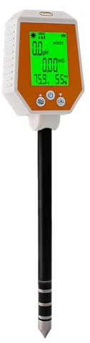 Weytoll Tester del terreno 6 in 1 pH/EC/Umidità/Luce/Umidità dell'aria/Temp Conducibilità ad alta precisione Igrometro digitale pHmetro Pannello rimovibile per giardinaggio agricoltura