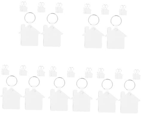 SAFIGLE 40stücke Unvollendete Sublimations-schlüsselanhänger Leere Schlüsselringe Für -projekte Hausförmige Rohlinge Für Bastelarbeiten Personalisierbare Und Souvenirs
