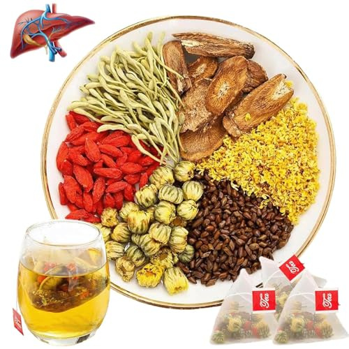 Liver Detox Tea, 30 Pcs Liver Cleanse Detox & Repair Teabag, Dandelion Root Chrysanthemum Wolfberry Tea, Te De Boldo Organico Para El HíGado Graso (30pcs)