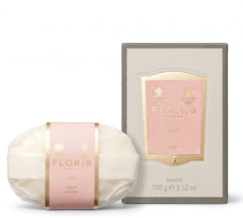 Floris London Luxury Lily Hand Soap Bar (100g) | Fragrant, Hand Wrapped & Finely Milled, Contains Moisturising Shea Butter, Vegetable Base