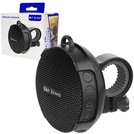 Sky Tower Upgraded Compact Portable Bluetooth 5.0 Wireless Bike 5W/8W Stereo Speaker, IP67 Waterproof Outdoor &10h Play Time, Advanced Class D Amplifier & Built-in Weighty Bass (8W Speaker)
