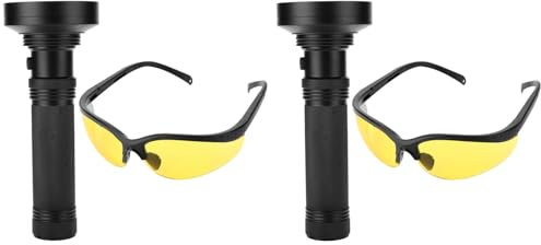 Haofy 2 Unidades de Linterna de Luz Negra con Gafas de Sol, 100 LED, Linterna de Luz Negra de Mano, Detector de Orina para Mascotas, para Cama Seca de Orina de Perro y Gato