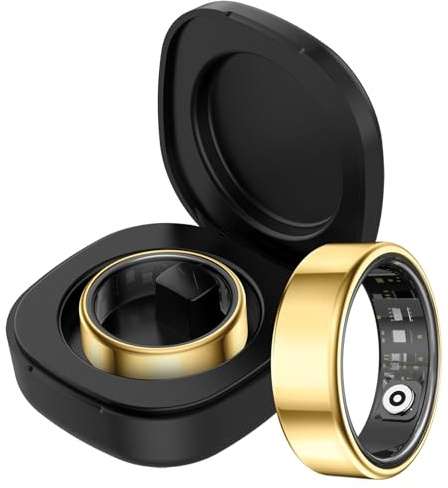 Yeforu Anello intelligente per uomo e donna, anello fitness con cardiofrequenzimetro e monitoraggio del sonno, contapassi, anello sportivo, alla moda, con custodia di ricarica, anelli intelligenti per