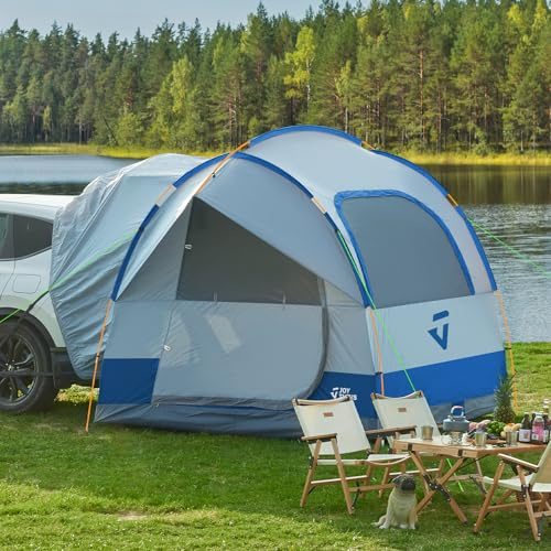 JOYTUTUS SUV-tält för camping 4–6 personer, 234 cm L x 234 cm L x 210 cm H, vattentät PU 2000 mm, dubbla lager, dubbeldörrdesign, utomhuscamping, resor föredra, blå