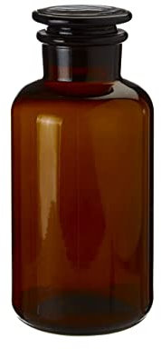 UNIQUE HOME LIVING Apothecary Jar Reagent Bottle, 250ml Amber Glass Storage Jar with Lid, Reusable Vintage Refillable Container for Herbs, Spices, Oils, Bath Salts, Lotion, Perfume