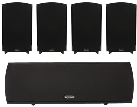 Definitive Technology (2 Pairs) ProMonitor 1000-2-Way Satellite or Bookshelf Speaker for Home Theater System Procenter 1000 Compact Center Speaker (Black) Bundle