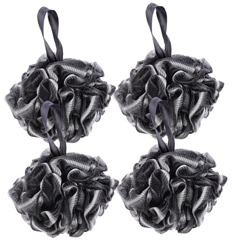 DEARMAMY 4Pezzi Doccia Luffa Con Carboni Per Esfoliazione e Del Scrubber Per Bagno e Schiumoso