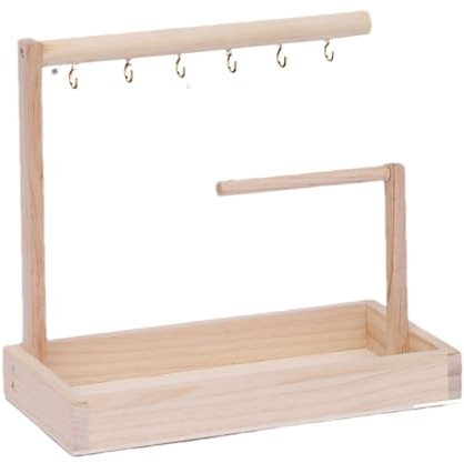 Key Holder Bowl - Wooden Jewelry Rack Key Holder | Jewelry Storage Rack, Decorative Bathroom Vanity Tray for Necklace Bracelet Hooked Earring Jewelry