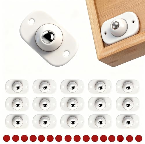 DIYCUT 16 Piezas Ruedas Pequeñas Autoadhesivas (Blanco) | Ruedas Giratorias 360° Universales, para Muebles, Cubos de Basura, Cajas de Almacenamiento, Electrodomésticos Pequeños